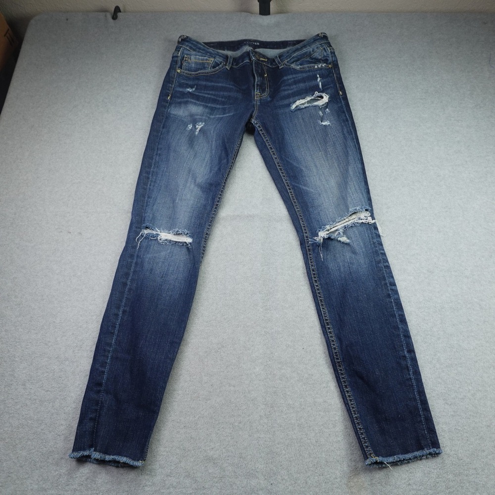 Vigoss Jeans Womens 28 Blue The Chelsea Distressed Skinny Stretch Raw Hem